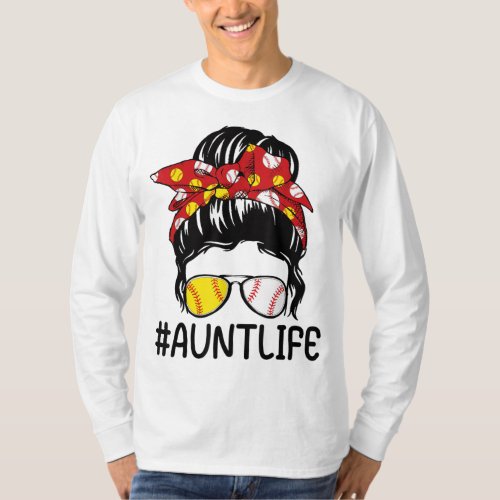 Aunt Life Baseball Softball Mothers Day Funny Aunt T_Shirt