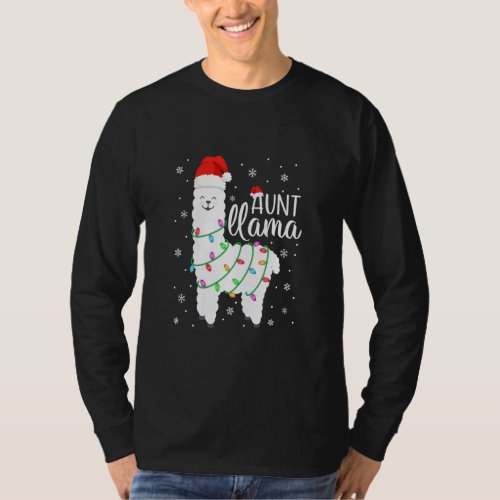 Aunt Llama Funny Christmas Llama Aunt Alpaca Santa T_Shirt