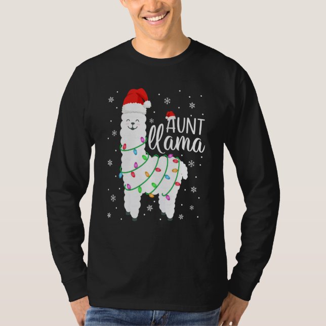 Aunt Llama Funny Christmas Llama Aunt Alpaca Santa T-Shirt (Front)