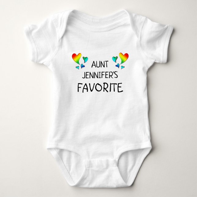 Aunt Love Hearts Niece Nephew Favorite Baby Bodysuit (Front)