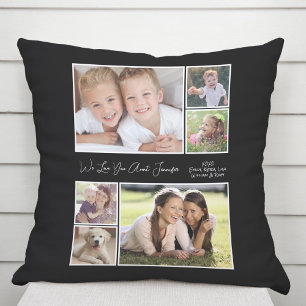 Aunt Love You 6 Photo Collage Black Throw Pillow