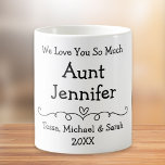 Aunt Love You Photo Coffee Mug<br><div class="desc">Celebrate the world's best aunt with this photo mug featuring childlike handwriting four photos of her nieces,  nephews,  their names,  "I Love You So Much" or "We Love You So Much, " and whether she is called "Aunt, " "Auntie, " "Tia, " etc.</div>