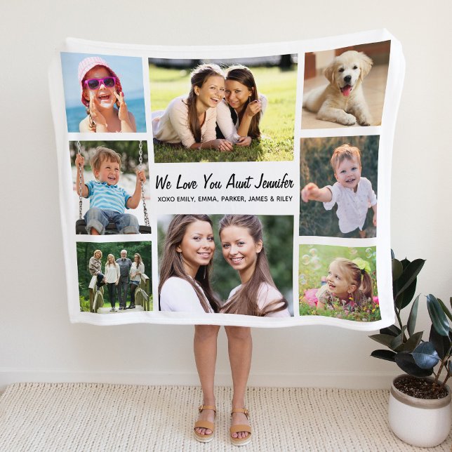 Aunt Love You Photo Collage Fleece Blanket (Creator Uploaded)