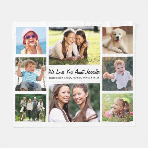 Aunt Love You Photo Collage Personalized Fleece Blanket