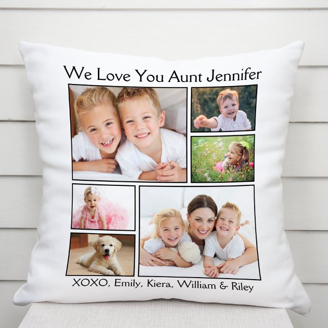 Aunt Love You Photo Collage Throw Pillow (Creator Uploaded)
