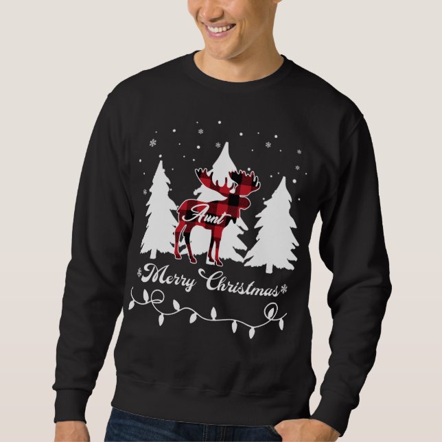Aunt Moose Buffalo Red Plaid Christmas Matching Fa Sweatshirt (Front)