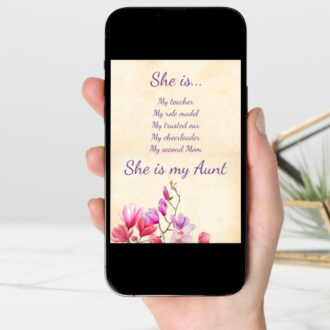 Aunt Mother's Day Purple Watercolor Flowers Card (Front Digital)