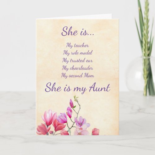 Aunt Mothers Day Purple Watercolor Flowers Card