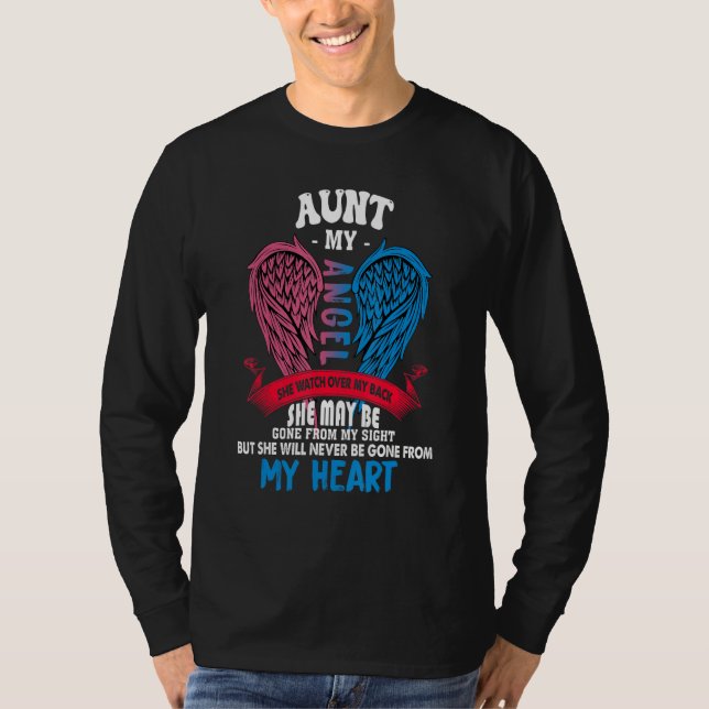 Aunt My Angel She Watch Over My Back Never Be Gone T-Shirt (Front)