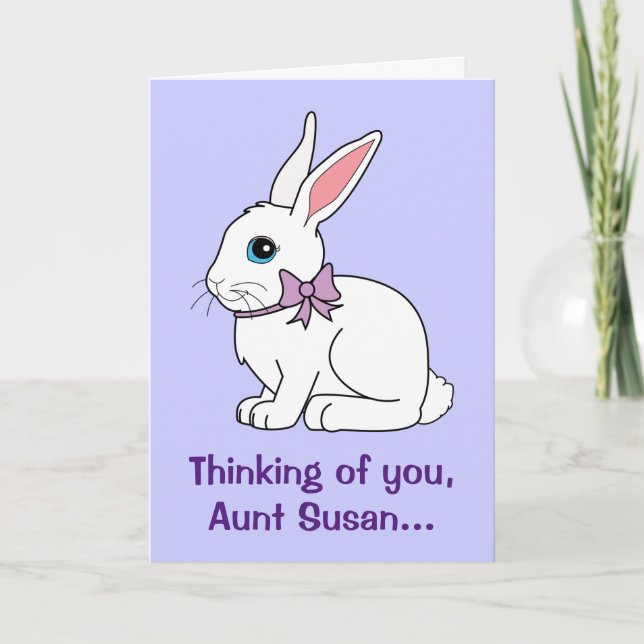 Aunt Name Customizable Easter Bunny Holiday Card (Front)