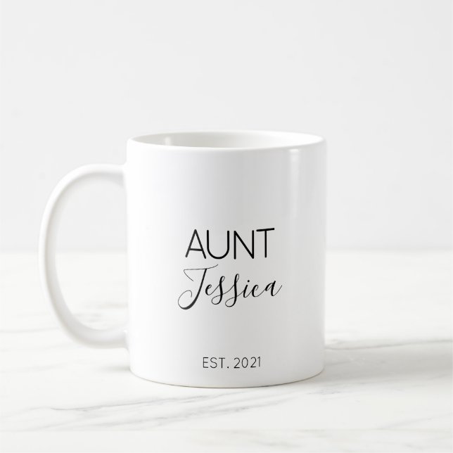 Aunt Name Pregnancy Announcement Gift Coffee Mug (Left)