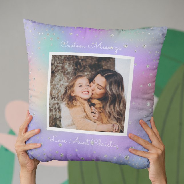 Aunt Niece Custom Photo Purple Throw Pillow (Aunt Niece Custom Photo Purple Throw Pillow
)