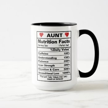 Aunt Nutrition Facts Mug by ZazzleHolidays at Zazzle