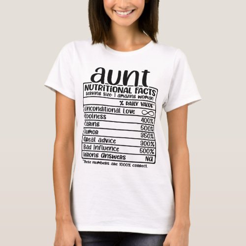 Aunt Nutritional Facts Funny T_Shirt