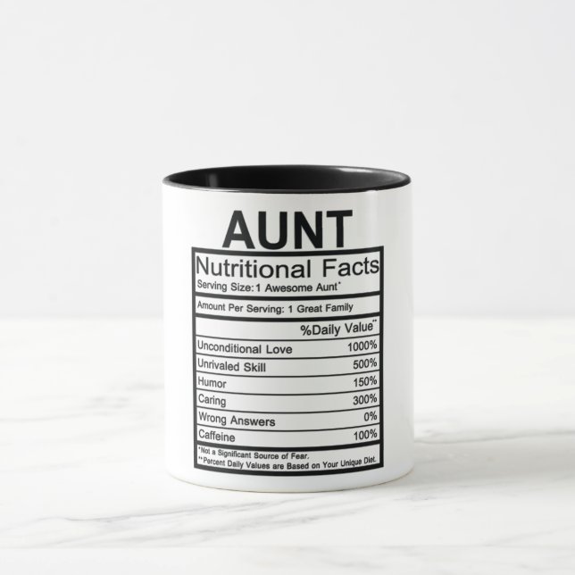 Aunt Nutritional Facts Mug (Center)