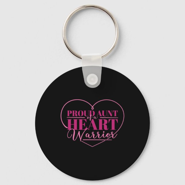 Aunt Of A Heart Warrior  Keychain (Front)