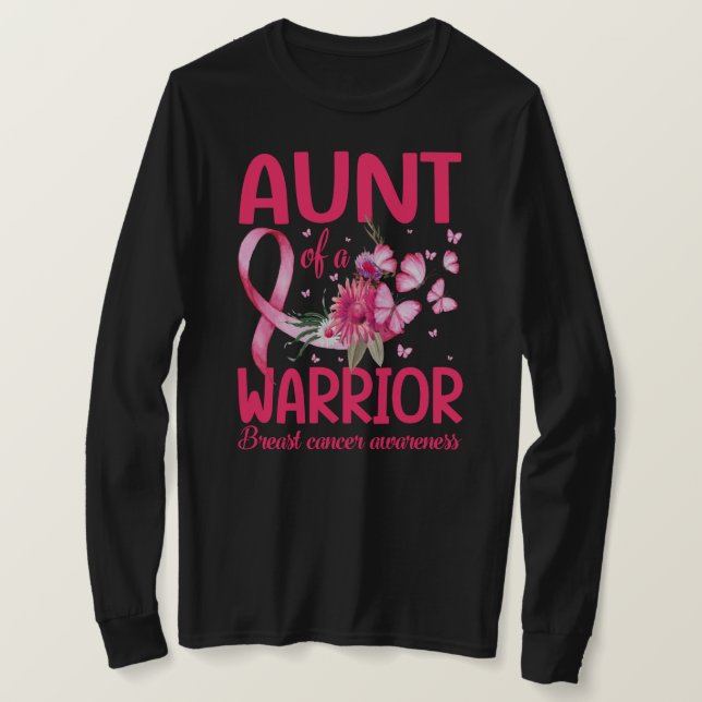 AUNT of a Warrior Breast Cancer Awareness T-Shirt (Design Front)