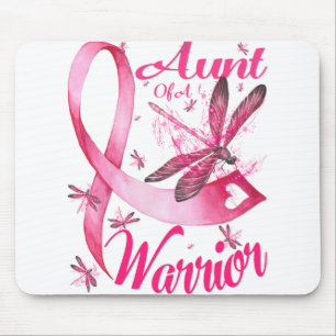 Aunt Of A Warrior Dragonfly Breast Cancer Mouse Pad