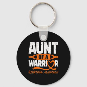 Aunt Of A Warrior Leukemia Awareness Orange Ribbon Keychain