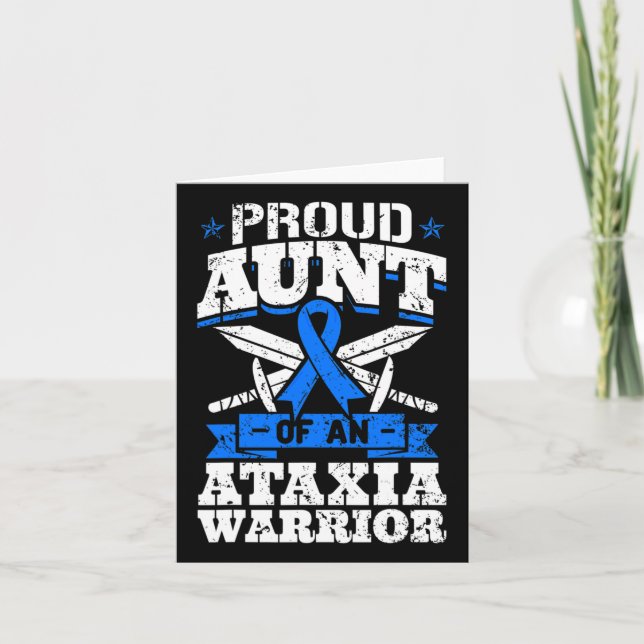 Aunt Of An Ataxia Warrior Awareness Ribbon Dystaxi Card (Front)