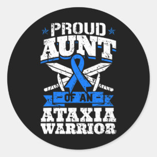 Aunt Of An Ataxia Warrior Awareness Ribbon Dystaxi Classic Round Sticker