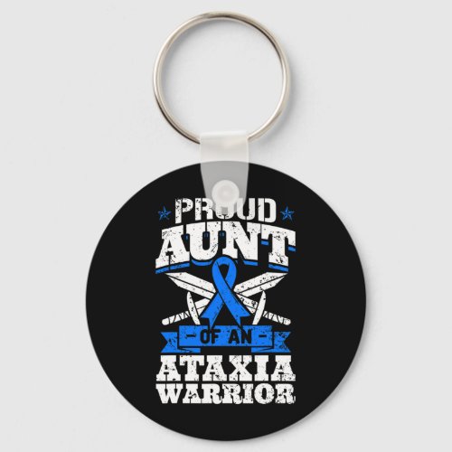 Aunt Of An Ataxia Warrior Awareness Ribbon Dystaxi Keychain