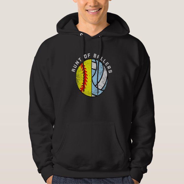 Aunt Of Ballers   Softball Volleyball Aunt Hoodie (Front)