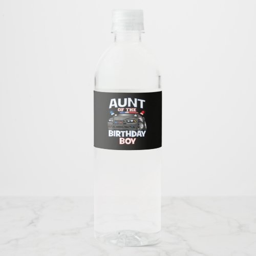 aunt of  birthday boy policeman officer party water bottle label