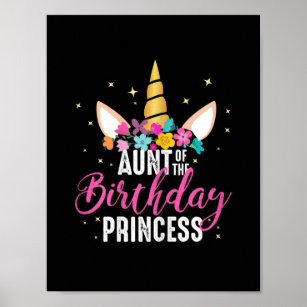 aunt of  birthday princess aunt gift unicorn birth poster