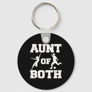 Aunt Of Both Dance And Soccer Funny Dancer Soccer Keychain