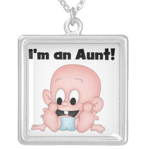 Aunt of New Nephew T-shirts and Gifts Silver Plated Necklace