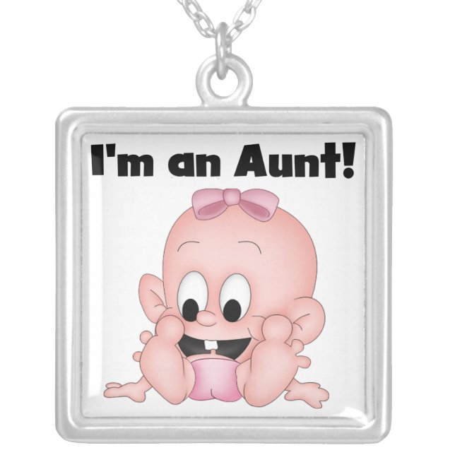 Aunt of New Niece T-shirts and Gifts Silver Plated Necklace (Front)