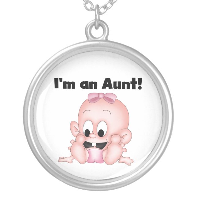 Aunt of New Niece T-shirts and Gifts Silver Plated Necklace (Front)
