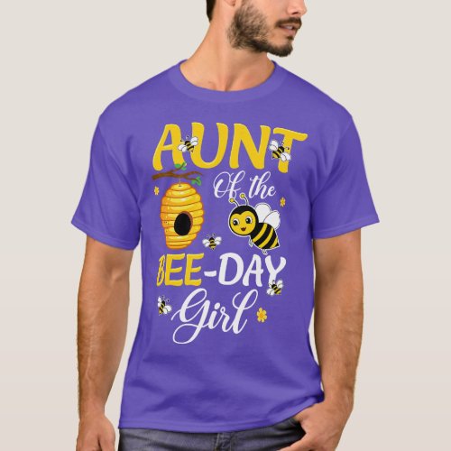 Aunt Of The Bee Day Girl  Hive Party Matching Moth T_Shirt