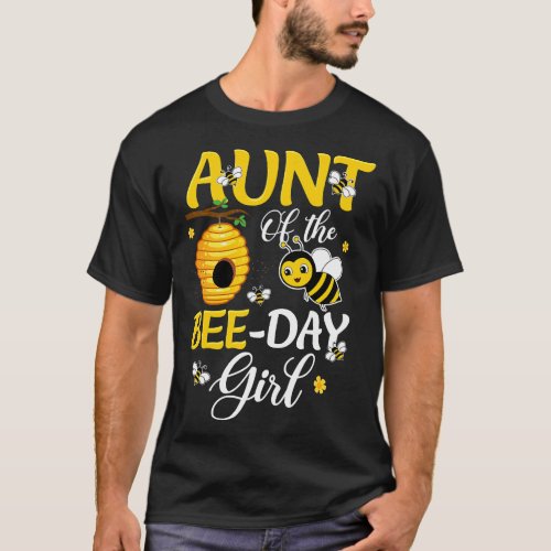 Aunt Of The Bee Day Girl  Hive Party Matching Moth T_Shirt