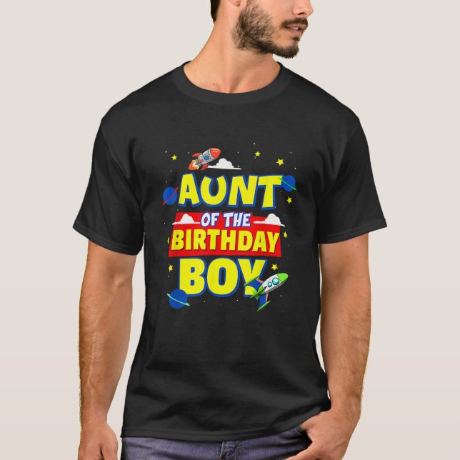 Aunt Of The Birthday Astronaut Boy Outer Space The T-Shirt (Front)