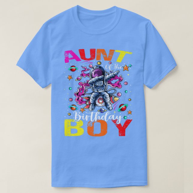Aunt Of The Birthday Boy Astronaut Boy Space Theme T-Shirt (Design Front)