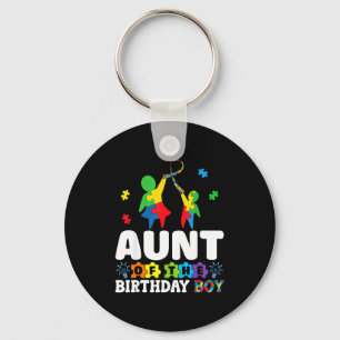 Aunt Of The Birthday Boy Autism Awareness Support Keychain
