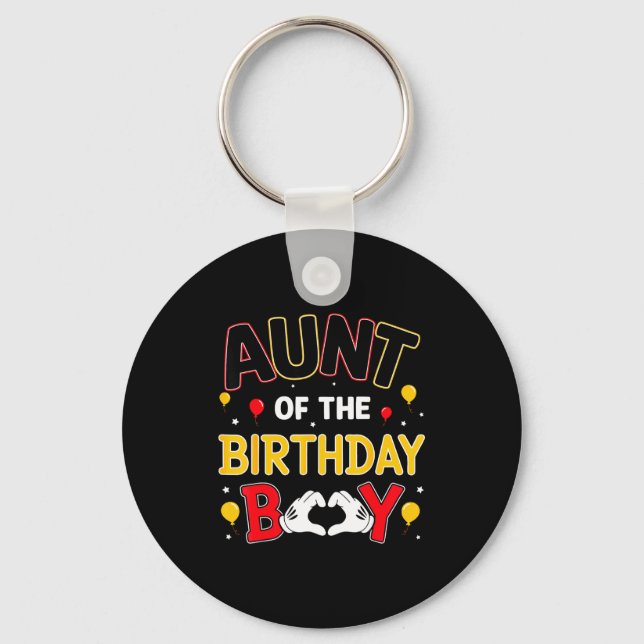 Aunt Of The Birthday Boy Matching Family Birthday  Keychain (Front)