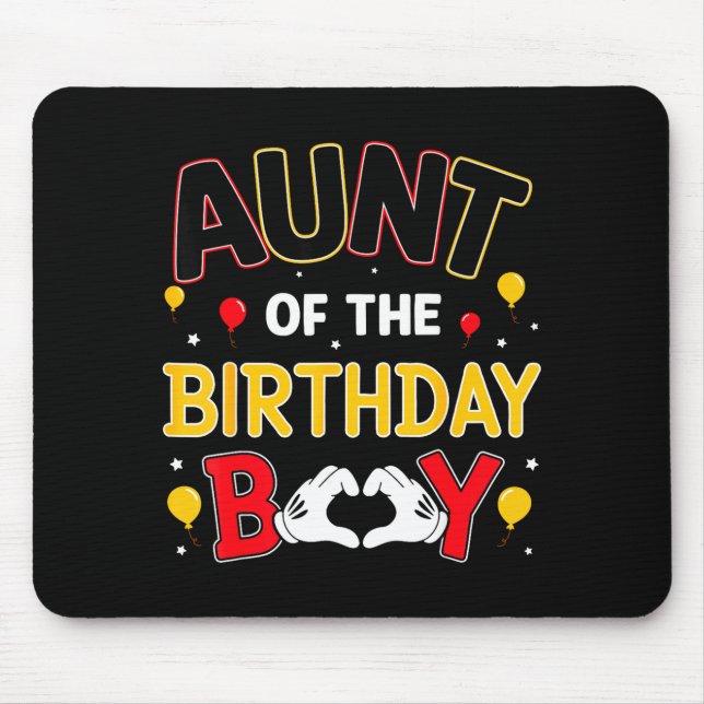 Aunt Of The Birthday Boy Matching Family Birthday  Mouse Pad (Front)
