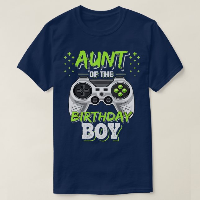 Aunt of the Birthday Boy Matching Video Game Birth T-Shirt (Design Front)