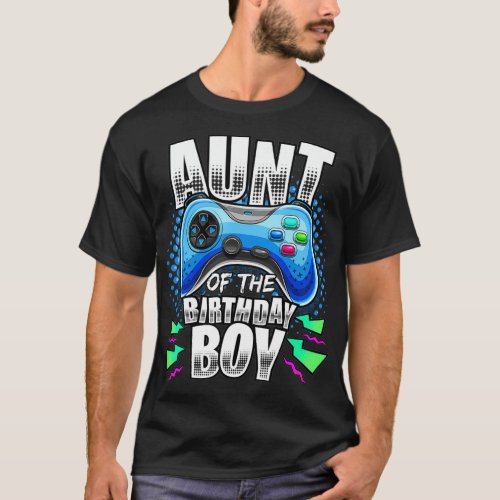 Aunt of the Birthday Boy Matching Video Game Birth T_Shirt