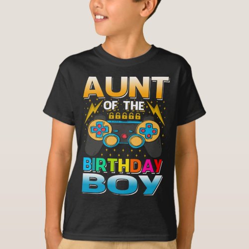 aunt Of The Birthday Boy Matching Video Gamer Birt T_Shirt