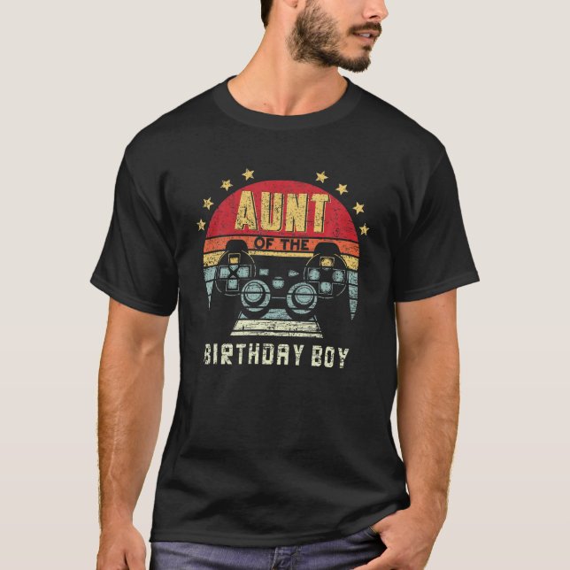 Aunt Of The Birthday Boy Matching Video Gamer Birt T-Shirt (Front)