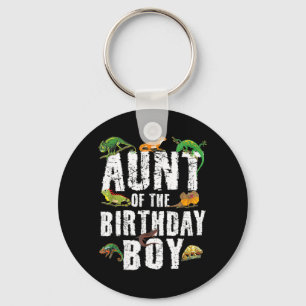 Aunt of The Birthday Boy Reptiles Lizard Themed Keychain