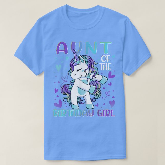 Aunt of the Birthday Girl Flossing Unicorn Aunt Wo T-Shirt (Design Front)