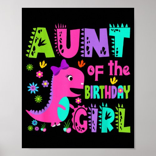 Aunt of the birthday girl saurus rex dinosaur poster
