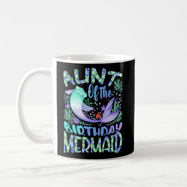 Aunt Of The Birthday Mermaid Family Matching Party Coffee Mug (Left)