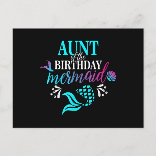 Aunt Of The Birthday Mermaid Matching Family Announcement Postcard