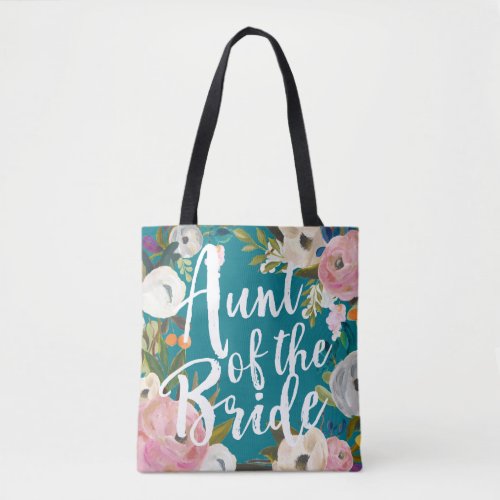 Aunt of the Bride Brushed Floral Wedding Tote